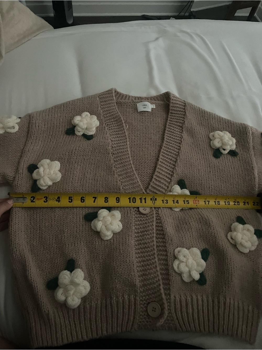 Luna Ivy Floral Knit Cardigan | Size S | 3D Flower Sweater - Picture 6 of 6